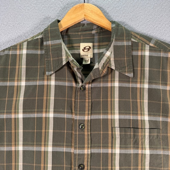 Vintage Anchor Blue Button Up Shirt Mens 2XL Green Plaid Stripes Comfort Y2K - Picture 3 of 11